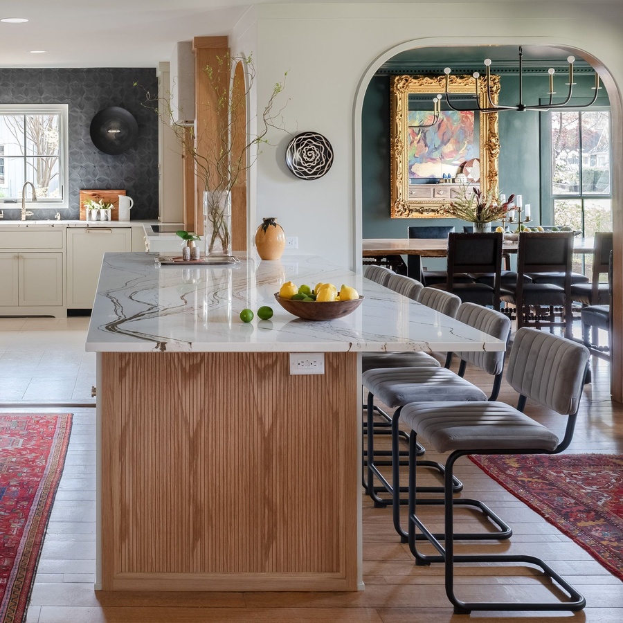 Greige shaker kitchen cabinetry by Designer Cabinets