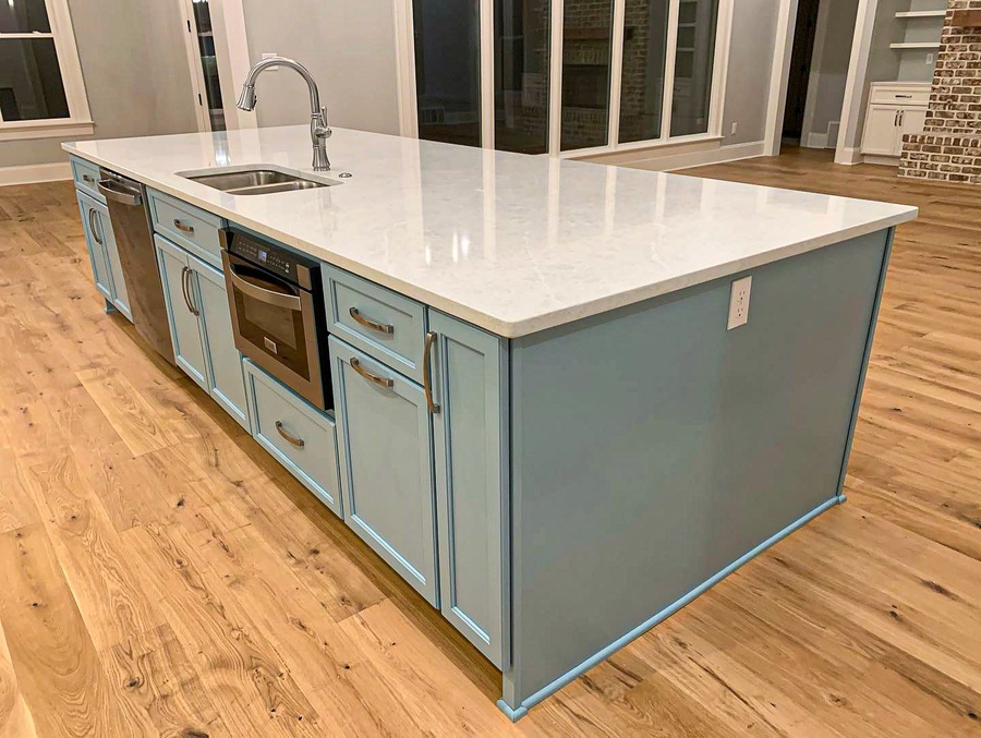 Blue shaker kitchen cabinetry by Designer Cabinets